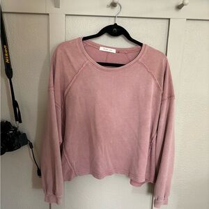Mustard Seed Pink Cropped Oversized Crewneck